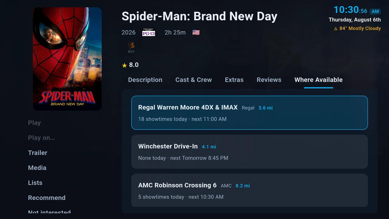 Showtimes for Spider-Man: Brand New Day at nearby theaters in NaboTV